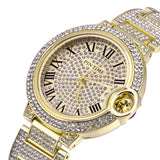 PINTIME Women for Watch Diamond Iced Out Couples Quartz Wristwatch Waterproof 30m Stainless Steel Strap Calendar Luxury Relogios