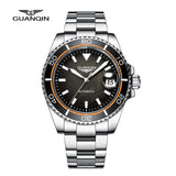 GUANQIN Top Brand Luxury Mechanical Watch For Men 100M Waterproof Stainless steel Men's Watches AR Sapphire Automatic Date Clock