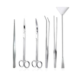 6PCS/Set Aquarium Cleaning Tools Aquascaping Landscaping Tool Kits Stainless Steel Aquatic Plants Scissors Tweezers Set