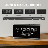 1PC FM & DAB Radio Alarm Clock With USB Charging Port, Bluetooth Stereo Speaker, Headphone Jack, Dual Alarm, Snooze, Dimmable LCD Display