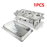 1Pcs 1/2/3 Grid Pans Rectangle Chafing Dish Commercial Stainless Steel Chafer Catering Buffet Set Food Warmer Server For canteen