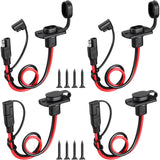 4 Pcs 12AWG 30CM To Extension Cord SAE Socket Sidewall Port Battery Connector Power Parts