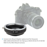 EF-M4/3 Camera Mount Adapter Ring Focus Reduce Aperture Enlarge for Canon EF Lens to DMC-DX85/GH4/GH5/GF1 Cameras