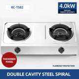 Household Strong Fire Stainless Steel Double Gas Stove - Desktop for Kitchen