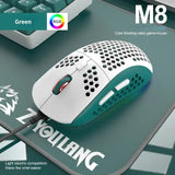 For M8 Ergonomic Gaming Cool Hollow Out Modeg Wired RGB Lighting Lightweight Mouse Color Matching Design