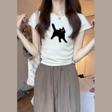 Women's Summer Design Sense Niche Pleated Slim-fit Short-sleeved T-shirt