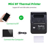 Bisofice Portable Thermal 58mm 2inch Printer Wireless BT Label Maker for Store Shipping Support ESC/POS with Paper