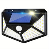 Outdoor 100 LEDs, safety lights with motion sensors, solar powered wall lights, wireless and waterproof