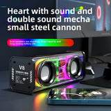 V8 Transparent Speakers Bluetooth 5.0 Wireless Double Bass Diaphragm Subwoofer Music TWS RGB Light Mini Party Loudspeaker