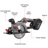 6 Inch Electric 21V 6800RPM Brushless Motor Compact Circular Tile with 24T Saw Blades for Wood Soft Metal