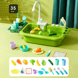 48PCS Kids Simulation Electric Dishwasher Pretend Play Mini Kitchen Food Educational Summer Cosplay Girls Toys