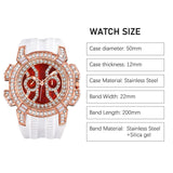 PINTIME Men's Watches Sport Diamond Ice Out Spider-Shaped Dial Silicone Strap Fashion Quartz Wristwatch Watreproof Reloj Hombre