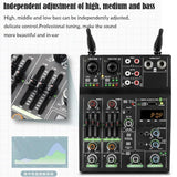 4 Channel USB Audio Mixer with Wireless Microphone Studio Sound Mixers Bluetooth-compatible REC DJ Console Mi for Karaoke