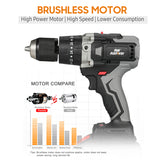 21V Brushless Impact Hammer 200Nm Cordless 6000mAh Battery Mini Electric Screwdriver Drill