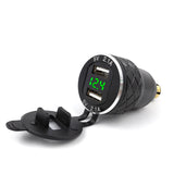 Aluminum Alloy Metal Shell Dual USB Charger 12-24v 4.2A Voltmeter for Motorcycle Hella Din Socket Red Blue Green