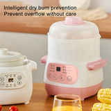 B89B-Electric Stew Pot For Home Kitchen Soup Pot Smart Appointment Timing Cooker Prevention Dry Burning Pink