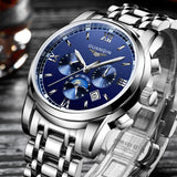 GUANQIN Brand Moon Phase Luxury Man watch Sapphire Stainless steel Waterproof watch for men Mechanical Luminous Men's watches