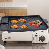 1pc Non-stick Grill Pan, Smokeless Rectangular Grill Pan Medical Stone Griddle Pan Baking Tray Barbecue Hot Plate