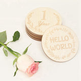 Wooden Milestone Cards Discs 14Pc Set For Baby Photos And First Year Milestones Durable Install Easy To Use