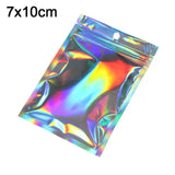 Iridescent Zip lock Bags 100Pcs Pouches Cosmetic Plastic Laser Iridescents Bag Holographic Makeup Bages Hologram Zipper Bag-s
