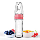 2 Pcs Silicone Supplement Dispensing Squeeze Type Feeding Baby Food Spoon Bottle 120Ml Pink