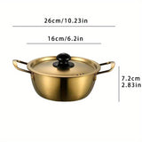 1pc, Ramen Pot, Stainless Steel Korean Style Ramen Cooking Pot With Lid, Instant Noodle Pot