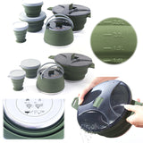 Foldable Camping Cook Pot Kettle and Tableware - Heat Resistant with Folding Bowl and Cup for Hiking and Backpacking