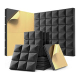 Pack Sound Proof Foam With Self-Adhesive, 12 X 2 Inches Acoustic Panels,Soundproof Wall Panels Durable Black