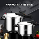 316 Stainless Steel Pressure Cooker - Suitable for Gas and Induction Cookers, Fast and Safe Cooking