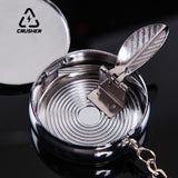 CRUSHER Mini Portable Ashtray with Cover Cigarette Holder Stainless Steel Pocket Ash Tray for Travel Cute Smoking Accessories