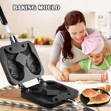 Kitchen Fish Shaped Hot Dessert Cake Maker Japanese Pancake Double Fry Pan Waffle Molds Tools