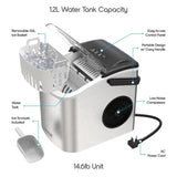 Portable Countertop Ice Cube Maker - Self-Cleaning, Makes 9 Cubes in 6 Minutes, 26.5 lbs/24 Hrs for Home, Kitchen, Party