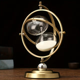 1pc Side Globe Rotatable Hourglass Ornament,Metal Can Rotate Craftwork Creativity Modern Art Home Desk Accessory,room Decor