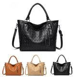 Punk Skull Crossbody PU Leather Studded Shoulder Large Capacity Top Handle Bag for Women Work Shopping