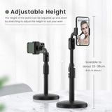 Desktop Tripod Phone Stand Mobile Phone Holder Photo Copy Mount with Phone Clamp for Teaching Online Food Crafting Demo Stands