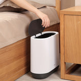 1pc Simple Press Type Trash Can, Clip Seam Toilet Garbage Can, Household Garbage Storage Box With Lid, Living Room Bedroom Bathroom Trash Can, Home Essential