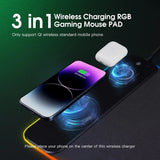 Wireless Charging RGB Luminous Charger Phone Gaming Mousepad PC Laptop Computer Plate Mouse Mat Desktop Pad
