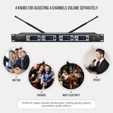 4Pcs Set Professional Karaoke 4 Channel Uhf Wireless Handheld Headset Lavalier Clip On Microphone System Set Mic for Pc
