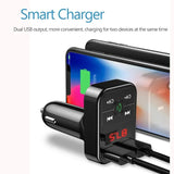 VIKEFON Bluetooth 5.0 FM Transmitter Receiver TF Handsfree Kit 2.1A Dual USB Charger Audio Wireless Car Adapter
