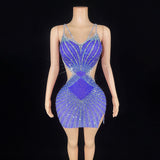 Novas 2024 Summer New Diamond Strap Open Back Sexy Bag Hip Side Split Pink Short Evening Dress