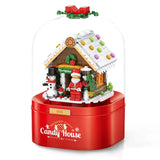New Music Box Candy House Building Bloc DIY Doll house NewYear Santa Claus Children Gifts Decoration Merry Christmas