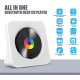 Portable Bluetooth Desktop CD Player for Home Timer Built-in HiFi Speakers with LCD Screen Display Boombox FM Rad