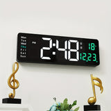 1pc Large-Digital-Wall-Clock - 39.67 Cm Digital Wall Clocks Large Display With Remote Control, 12/24Hr Format, Automatic Brightness Alarm Clock With Temperature, Date, Week For Living Room Office Decor