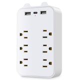 9-in-1 Surge Protector 6-Outlet Extender with 2 USB & 1 USB-C Ports Power Strip Multi Plug Outlets Wall Adapter Spaced for Home