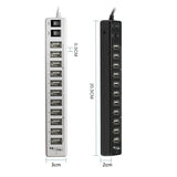 High Quality USB Hub 12 Ports USB 3.0 Hub Multi USB Splitter Switch High Speed Data Transfer For Laptop Computer Durable Black