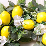 18 Inch Artificial With Yellow Lemon Green Leaves,Fake Fruit Wreath For Home Wall And Front Door Decor