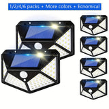 Outdoor 100 LEDs, safety lights with motion sensors, solar powered wall lights, wireless and waterproof