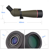 Military Green Bird Watching Telescope - SV13 with 20-60x Magnification, 80mm Objective Lens, Waterproof and Phone Clip