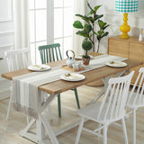 Vertical Stripe Rustic Runner With Tassels Linen Cotton Coffee Dining Table Cloth Runners Long Non Slip