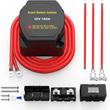 Kit 12V 140Amp Waterproof Voltage Sensitive Relay Smart Dual Battery Isolator for Marine Truck ATV UTV RV